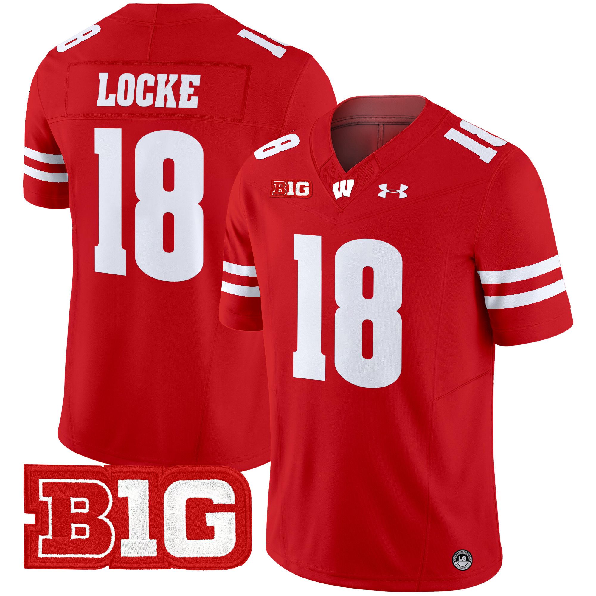 Men Wisconsin Badgers #18 Locke Red 2024 Vapor Limited NCAA Jersey style 1